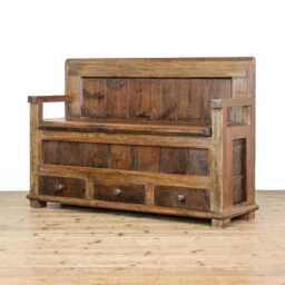 Rustic Pine Settle With Drawers - Furniture Bench - M-6680 - thumbnail 2