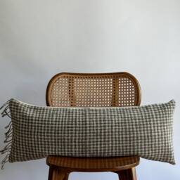 Gray Tribal Hemp Hand Woven Natural Dye Color Pillow Cover - thumbnail 2
