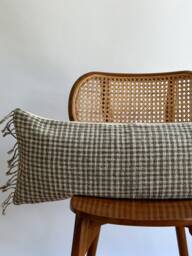Gray Tribal Hemp Hand Woven Natural Dye Color Pillow Cover - thumbnail 1