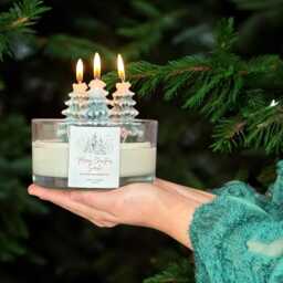 Personalised Large 3Wick Christmas Scented 3 D Candle Gift, Festive Candle, Christmas Table Decor, Christmas Gift For Her, Merry Gift - thumbnail 1