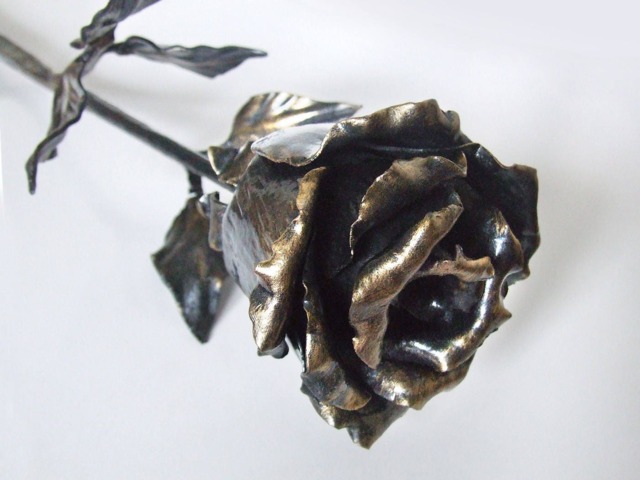 Artistic Hand Forged Rose Steel Metal Flower Art Object Sculpture 6Th Anniversary Gift St. Valentine's Mother's Day Present For Her - image 1
