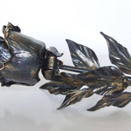 Artistic Hand Forged Rose Steel Metal Flower Art Object Sculpture 6Th Anniversary Gift St. Valentine's Mother's Day Present For Her - thumbnail 3