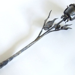 Artistic Hand Forged Rose Steel Metal Flower Art Object Sculpture 6Th Anniversary Gift St. Valentine's Mother's Day Present For Her - thumbnail 2