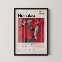 Cristiano Ronaldo Portugal Football Poster, Cr7 Stats Wall Art, Soccer Print, Legend Fan Gift - thumbnail 1