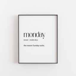 Monday Definition Print Funny Office Wall Art Minimalist Typography Poster Work From Home Decor Desk Humor Gift - thumbnail 1