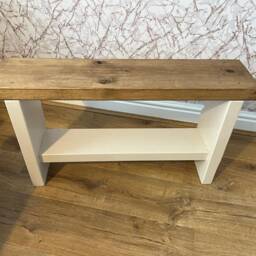 Chunky Solid Wood Hallway Bench Rustic Oak Finish Shoe Storage Seat - thumbnail 2