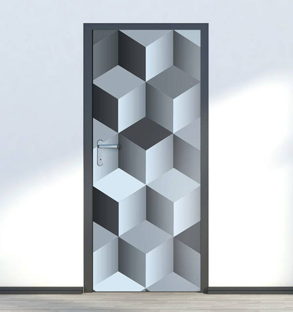 Door Sticker, Mural, Wallpaper, 3D Cubes Wrap, Design, Decor, Home Peel & Stick, Abstract Art, Wall Decor