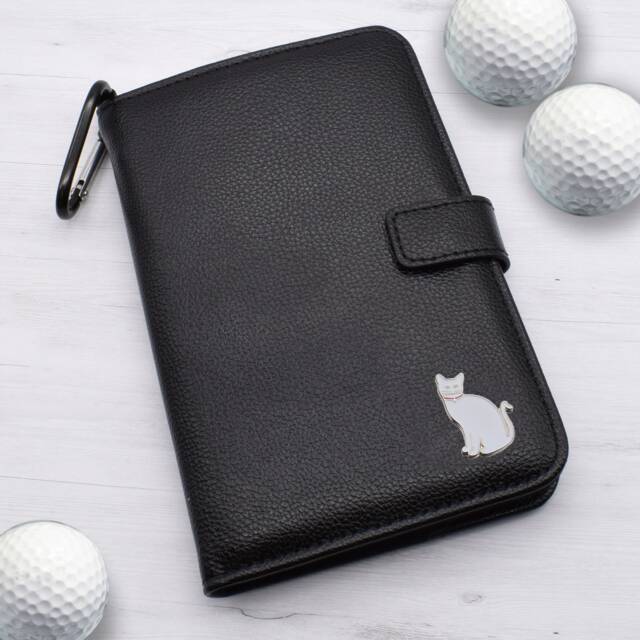 White Cat Design - Personalised Leatherette Golf Organiser Complete With Divot Repairer, Marker, Tees, Scorecard & Pencils - image 1