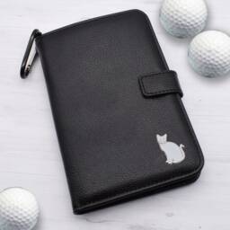 White Cat Design - Personalised Leatherette Golf Organiser Complete With Divot Repairer, Marker, Tees, Scorecard & Pencils
