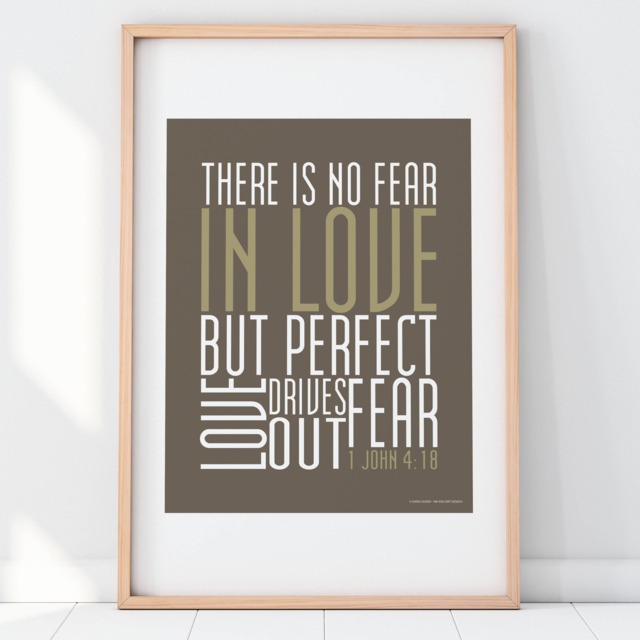 1 John 418 Typography Print 8x10 Scripture Bible Verse Faith Word Art Subway - image 1