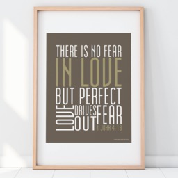 1 John 418 Typography Print 8x10 Scripture Bible Verse Faith Word Art Subway - thumbnail 1