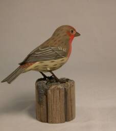 House Finch Hand Carved Wooden Songbird - thumbnail 2