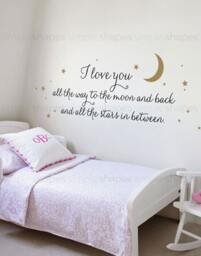 I Love You All The Way Lettering Wall Decal, Words - thumbnail 2