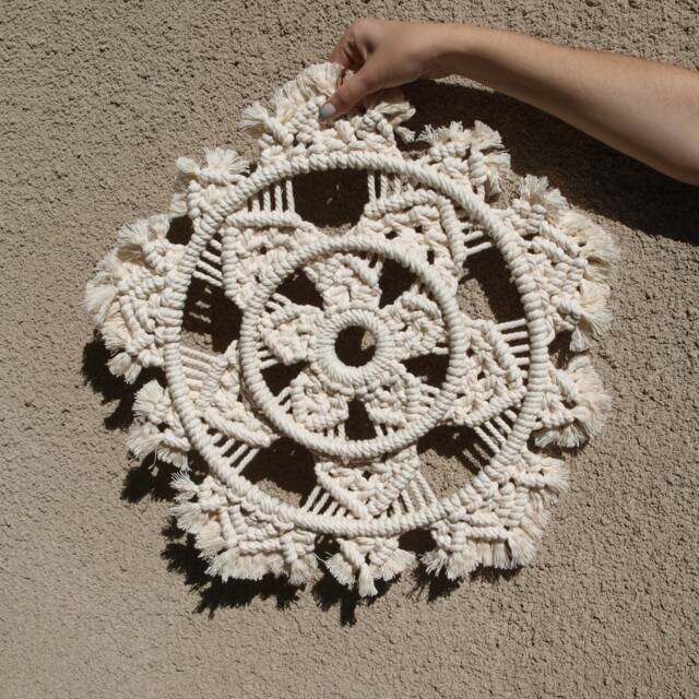 Macrame Mandala Wall Hanging Unbleached Cotton, Boho Decor - image 1