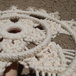 Macrame Mandala Wall Hanging Unbleached Cotton, Boho Decor - thumbnail 4