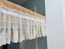 Custom Lace Curtains Sheer Window Treatment Farmhouse Burlap Ivory Curtains - thumbnail 1
