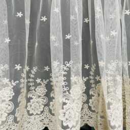 Custom Lace Curtains Sheer Window Treatment Farmhouse Burlap Ivory Curtains - thumbnail 3