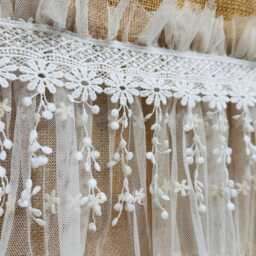 Custom Lace Curtains Sheer Window Treatment Farmhouse Burlap Ivory Curtains - thumbnail 4