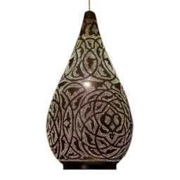 Moroccan Brass Hanging Lamp Teardrop Shape, Indoor & Outdoor - thumbnail 3