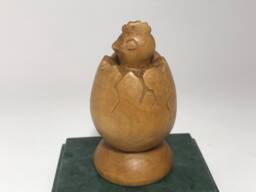"Hand Carved Wooden Figurine ""Chicken in The Egg" - thumbnail 1