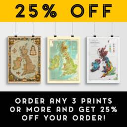 British Isles Map - Bathyorographical Ocean Depths & Mountain Heights Relief - thumbnail 2