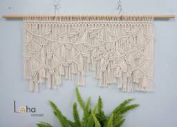 Window Valances, Treatment, Macrame Banner, Kitchen Valance, Roman Shade, Curtain, Headboad Wall Hanging, Bedroom Decor - thumbnail 1