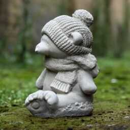 Cute Stone Winter Bear Statue Concrete Garden & Home Decoration Cement Teddy With Scarf Hat Outdoor Animal Ornament Bear Lover Gift - thumbnail 3