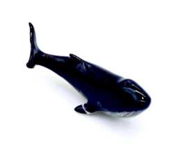 Miniature Ceramic Fin Whale Fish Little Sea Animal Black Figurine Small Statue Tiny Decoration Hand Painted Collectible Figure Deco