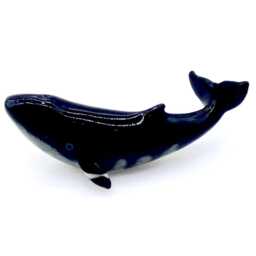 Miniature Ceramic Fin Whale Fish Little Sea Animal Black Figurine Small Statue Tiny Decoration Hand Painted Collectible Figure Deco - thumbnail 2
