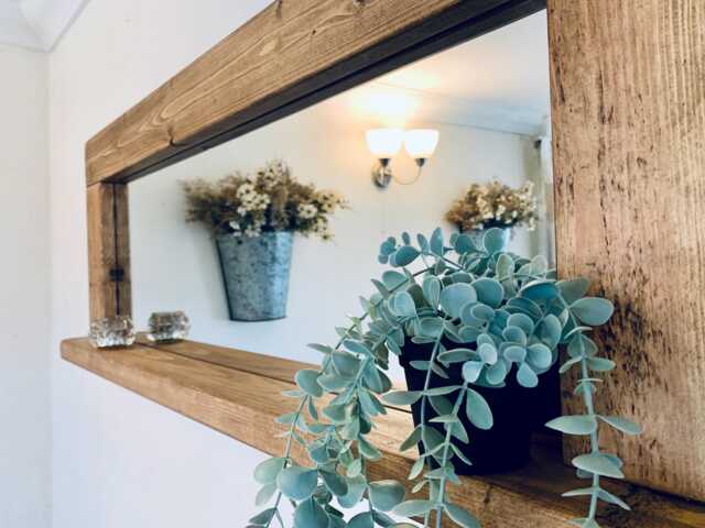 Solid Wood Mirror - English Oak Wax Finish, Farmhouse Decor - image 1