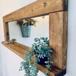 Solid Wood Mirror - English Oak Wax Finish, Farmhouse Decor - thumbnail 4