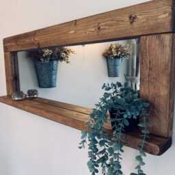 Solid Wood Mirror - English Oak Wax Finish, Farmhouse Decor - thumbnail 3