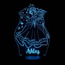 Personalised Any Name Princess Led Neon Night Light. Girls Bedroom/Nursery. Multi Coloured With Remote Control & Usb Cable. Desk Lamp Gift - thumbnail 3