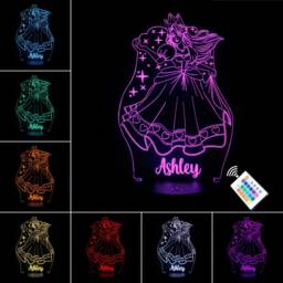 Personalised Any Name Princess Led Neon Night Light. Girls Bedroom/Nursery. Multi Coloured With Remote Control & Usb Cable. Desk Lamp Gift - thumbnail 2
