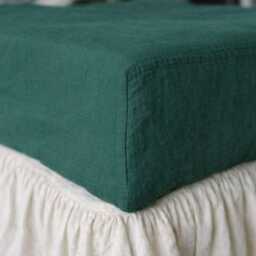 Linen Sheet Set 2 Sheets & Pillowcases Dark Forest Green Color Organic Linen Bedding Full Queen King Twin Sizes - thumbnail 2