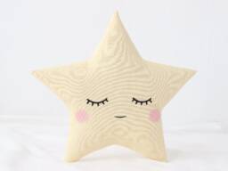 Pale Yellow Star Cushion For Nursery Decor, Dreamy Baby Pillow Shower Gift Idea Boy Girl Gender Neutral Kids Room Children Bed Teepee - thumbnail 3