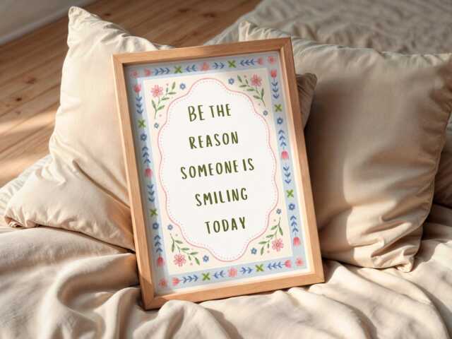 Smiling Today Quotation Print, Girls Teenager Wall Art Poster - image 1