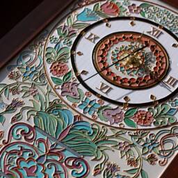 Hand Painted Vintage Looking Wall Clock With Cabinet Inside, Italian Style Rectangular Ticker, Battery Powered Silent Floral Design - thumbnail 3