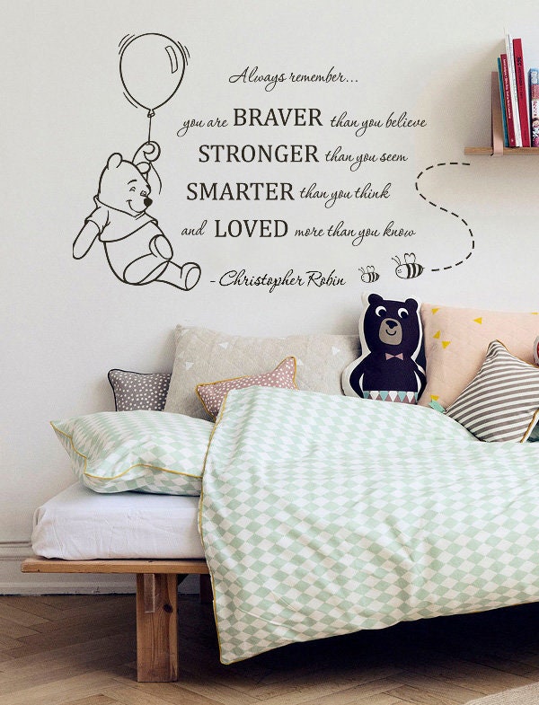You Are Braver Than Believe, Pooh Quote Decal, Wall Decal Winnie