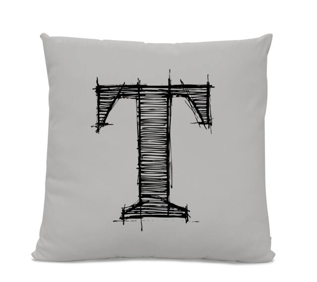 Initial Pillow - Letter With T Monogrammed Custom Throw