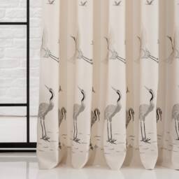 Crane Bird Embroidered Curtains White Living Room Or Bedroom Panels - thumbnail 2