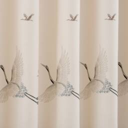 Crane Bird Embroidered Curtains White Living Room Or Bedroom Panels - thumbnail 1