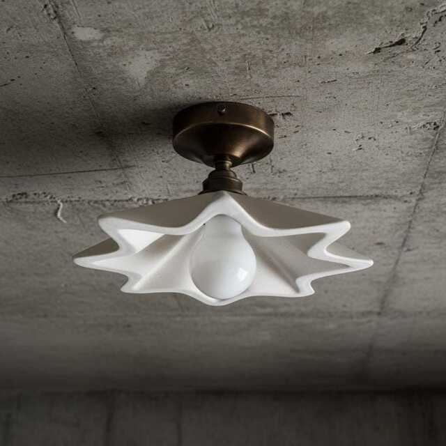 Handmade Flush Mount Ceiling Light Sculptural Plaster Lamp - image 1