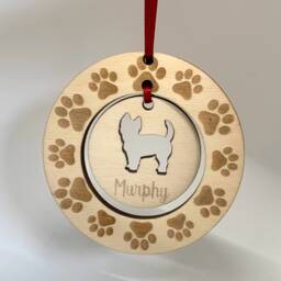 Personalised Westie West Highland Terrier Wood Hanging Decoration Dog Tree Ornament Xmas Gift First Christmas Custom Bauble Remembrance - thumbnail 2