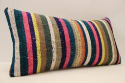 Throw Kilim Pillow 12x24 Inch - 30x60 cm Rug Turkish Pillow Cushion Art Deco Lumbar Cover 4Oaf-337