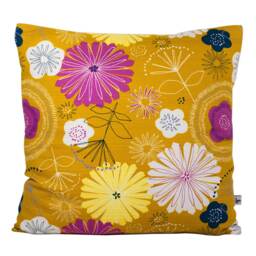 Decorative Cushion, Japanese Fabric Made, Vintage Mustard Square Superb Japanese Fabrics 40x40 cm - thumbnail 1