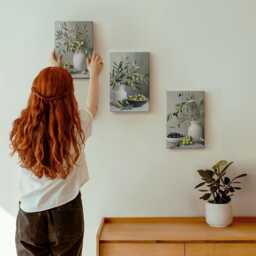 Canvas Set Of 3 - Olives in Vases With Branches On A Gray Background, Green Wall Art Print, Plants & Flowers Hanging Piece - thumbnail 3