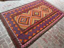 6x10 Handwoven Afghan Wool Kilim Rug - Boho Tribal Geometric Flatweave Carpet Accent Area For Living Room, Bedroom, Office Decor - thumbnail 1