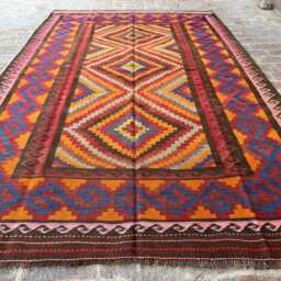 6x10 Handwoven Afghan Wool Kilim Rug - Boho Tribal Geometric Flatweave Carpet Accent Area For Living Room, Bedroom, Office Decor - thumbnail 3
