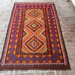 6x10 Handwoven Afghan Wool Kilim Rug - Boho Tribal Geometric Flatweave Carpet Accent Area For Living Room, Bedroom, Office Decor - thumbnail 2